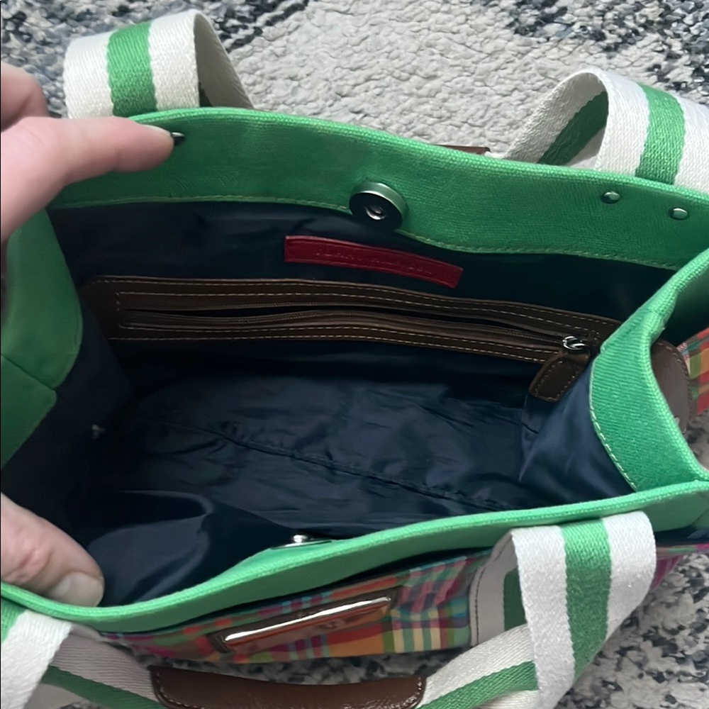 Tommy Hilfiger Green and Orange Tote Bag Satchel - Picture 5 of 6